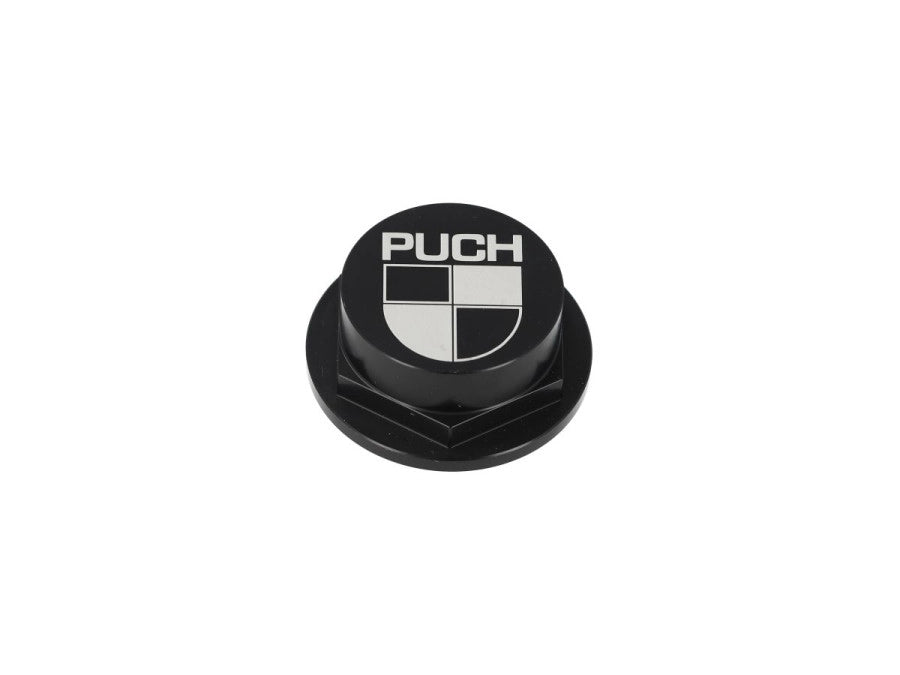 Balhoofdmoer 26mm Puch CLAW aluminium zwart met logo