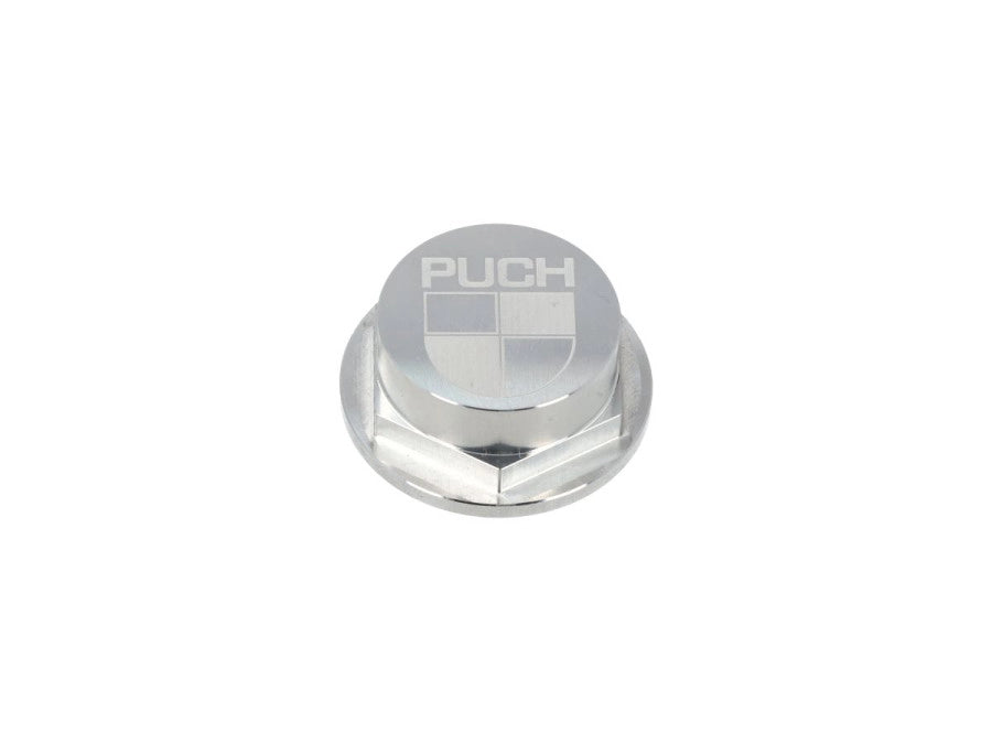 Balhoofdmoer 26mm Puch CLAW aluminium zilver met logo